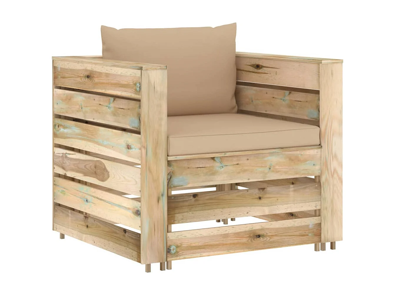 Salon de jardin 2 pcs avec coussins Bois imprégné de vert