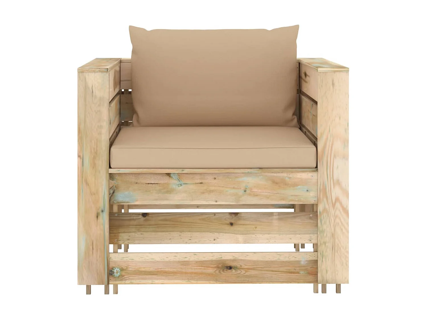 Salon de jardin 2 pcs avec coussins Bois imprégné de vert