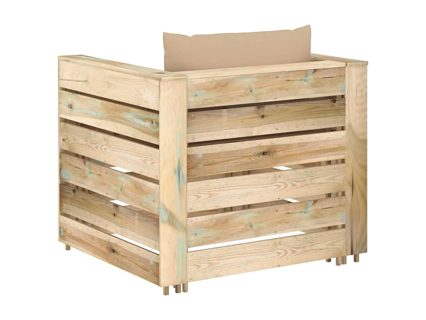 Salon de jardin 2 pcs avec coussins Bois imprégné de vert