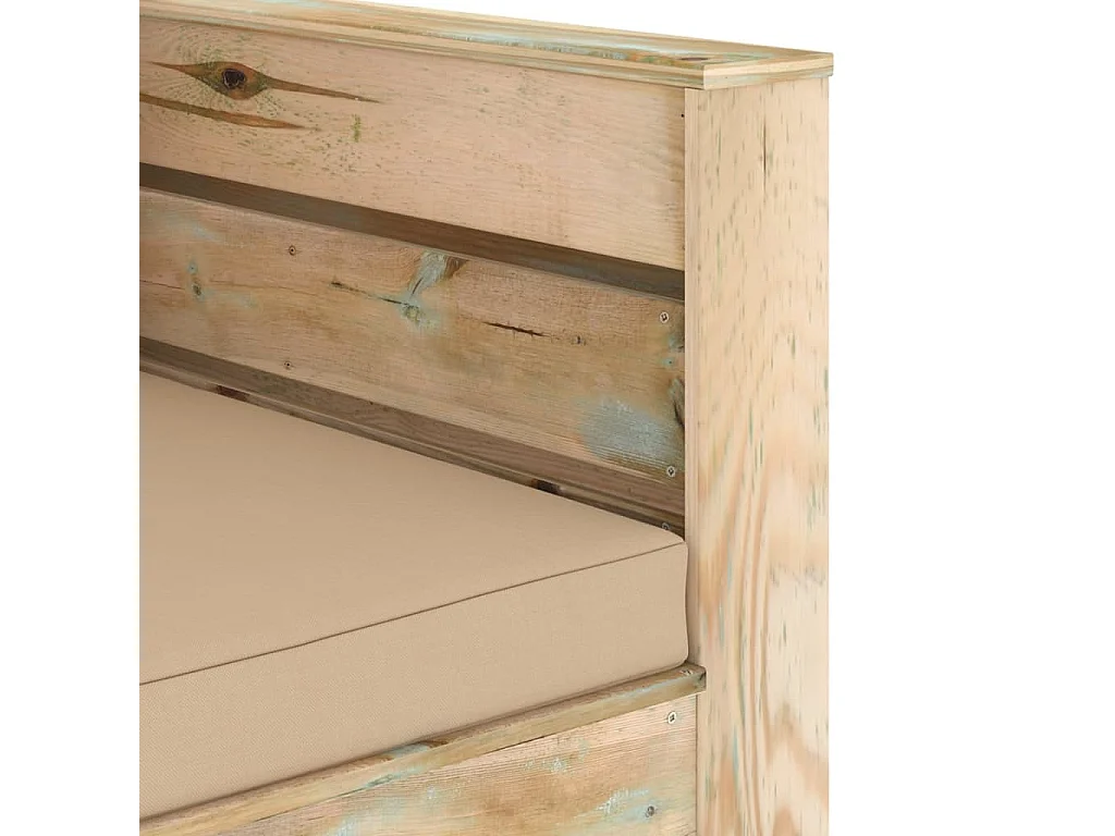 Salon de jardin 2 pcs avec coussins Bois imprégné de vert