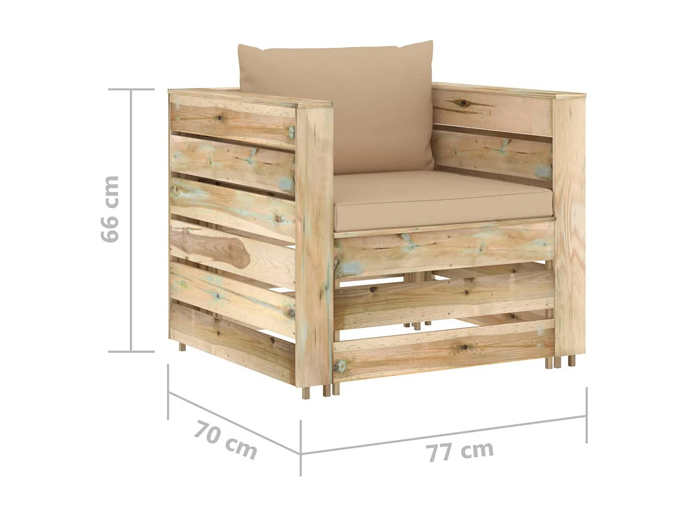 Salon de jardin 2 pcs avec coussins Bois imprégné de vert