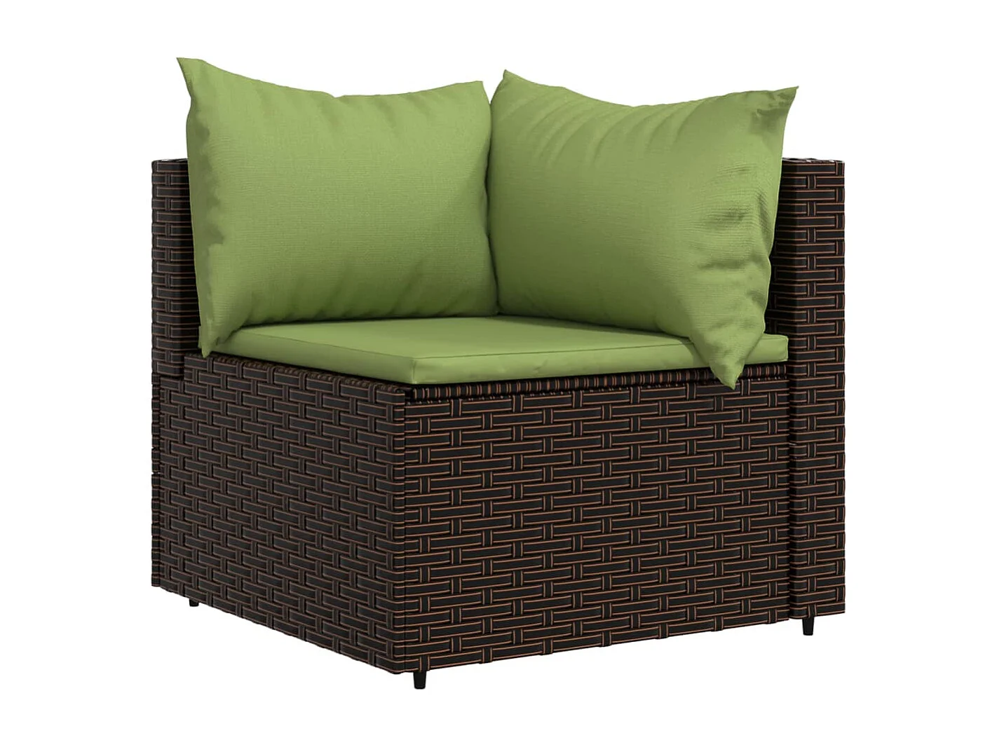 Salon de jardin 3 pcs avec coussins marron résine tressée