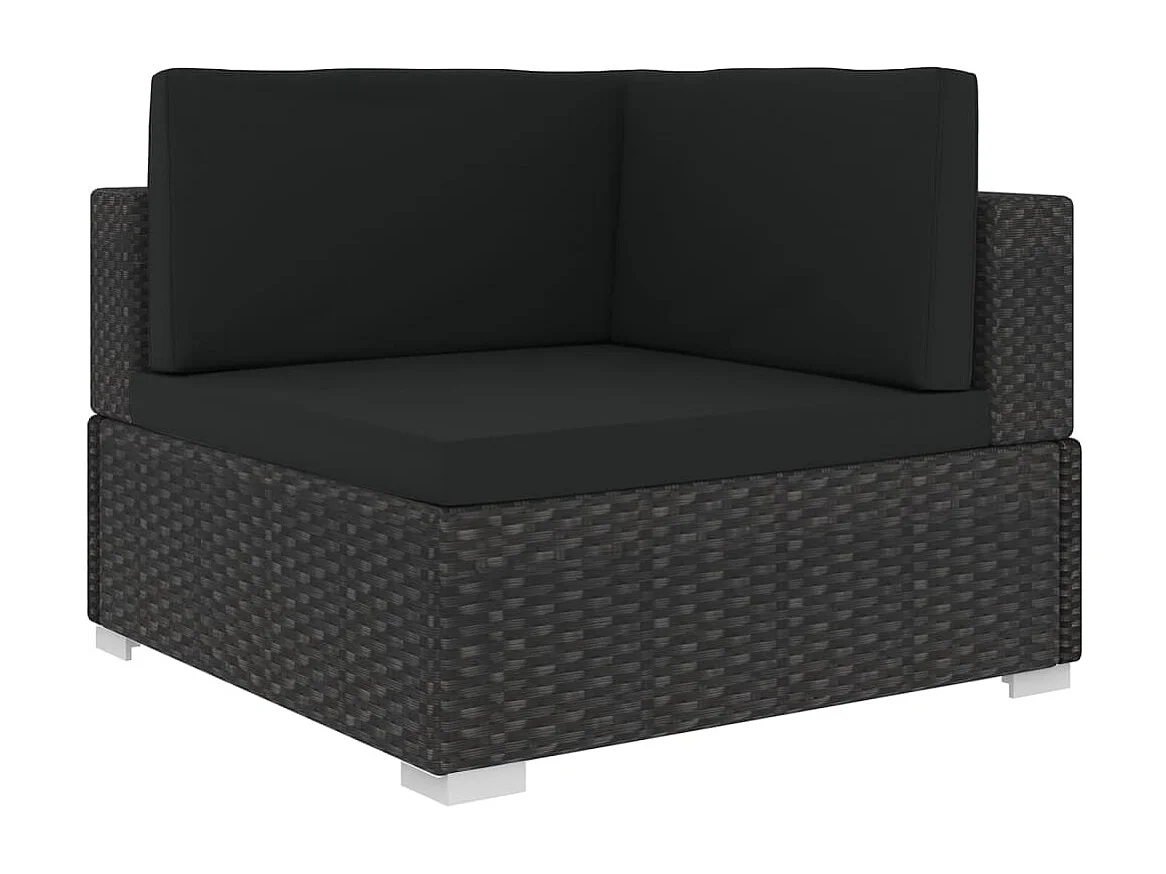 Salon de jardin 6 pcs avec coussins Résine tressée Noir