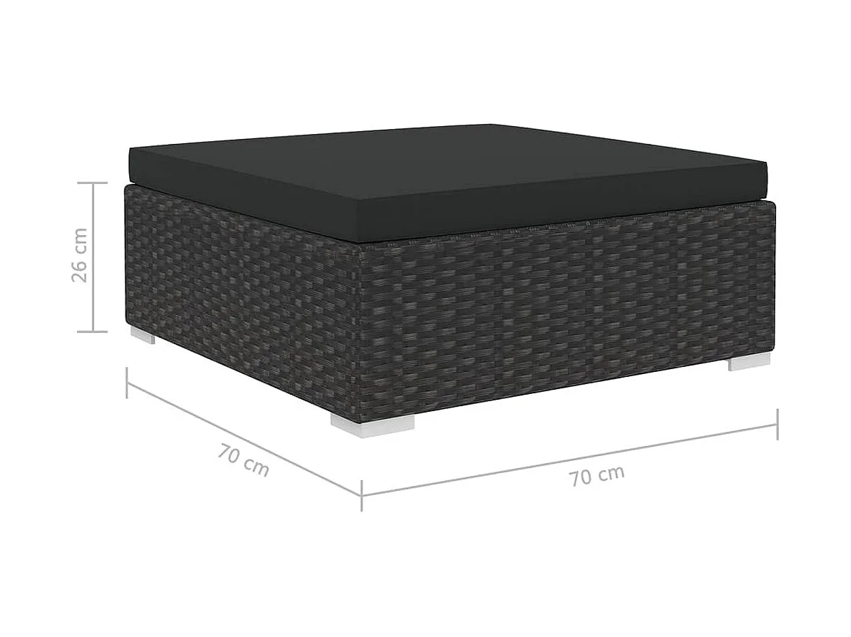 Salon de jardin 6 pcs avec coussins Résine tressée Noir