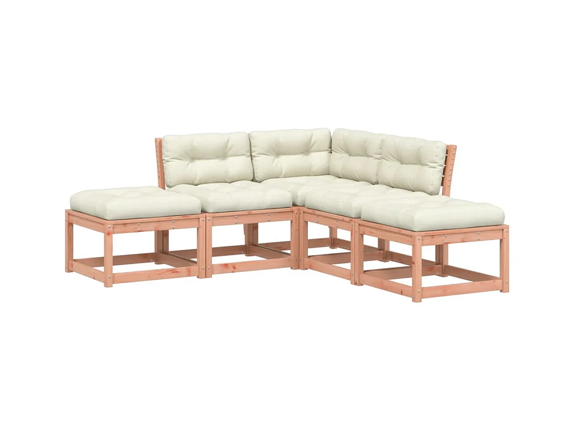 Salon de jardin 5 pcs avec coussins bois massif douglas