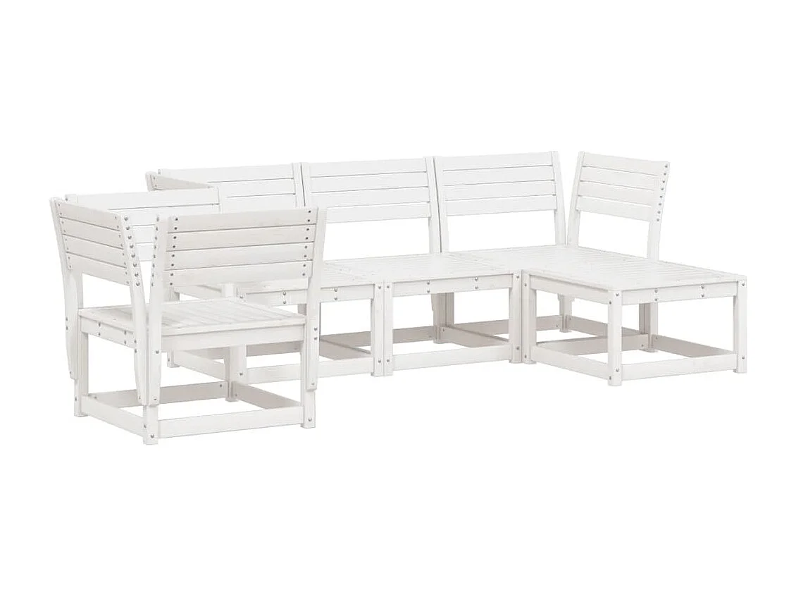 Salon de jardin 5 pcs blanc bois massif de pin