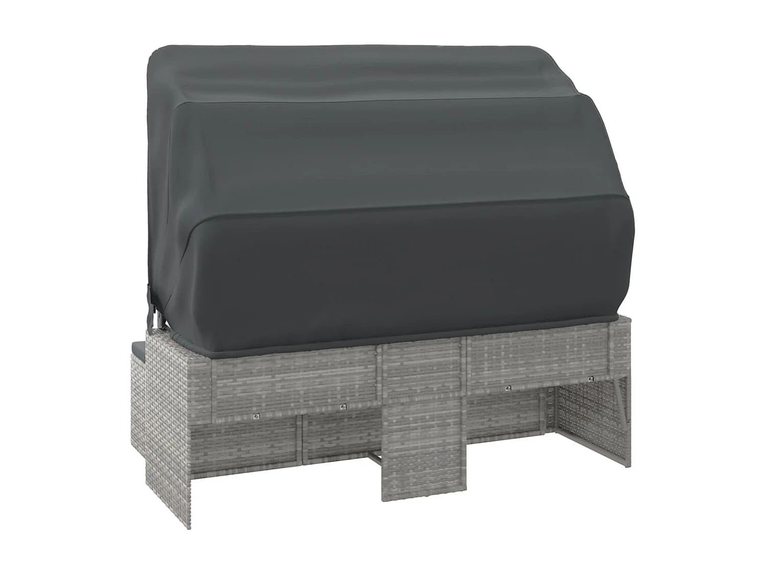 Canapé de jardin 3 places avec toit et repose-pieds Gris