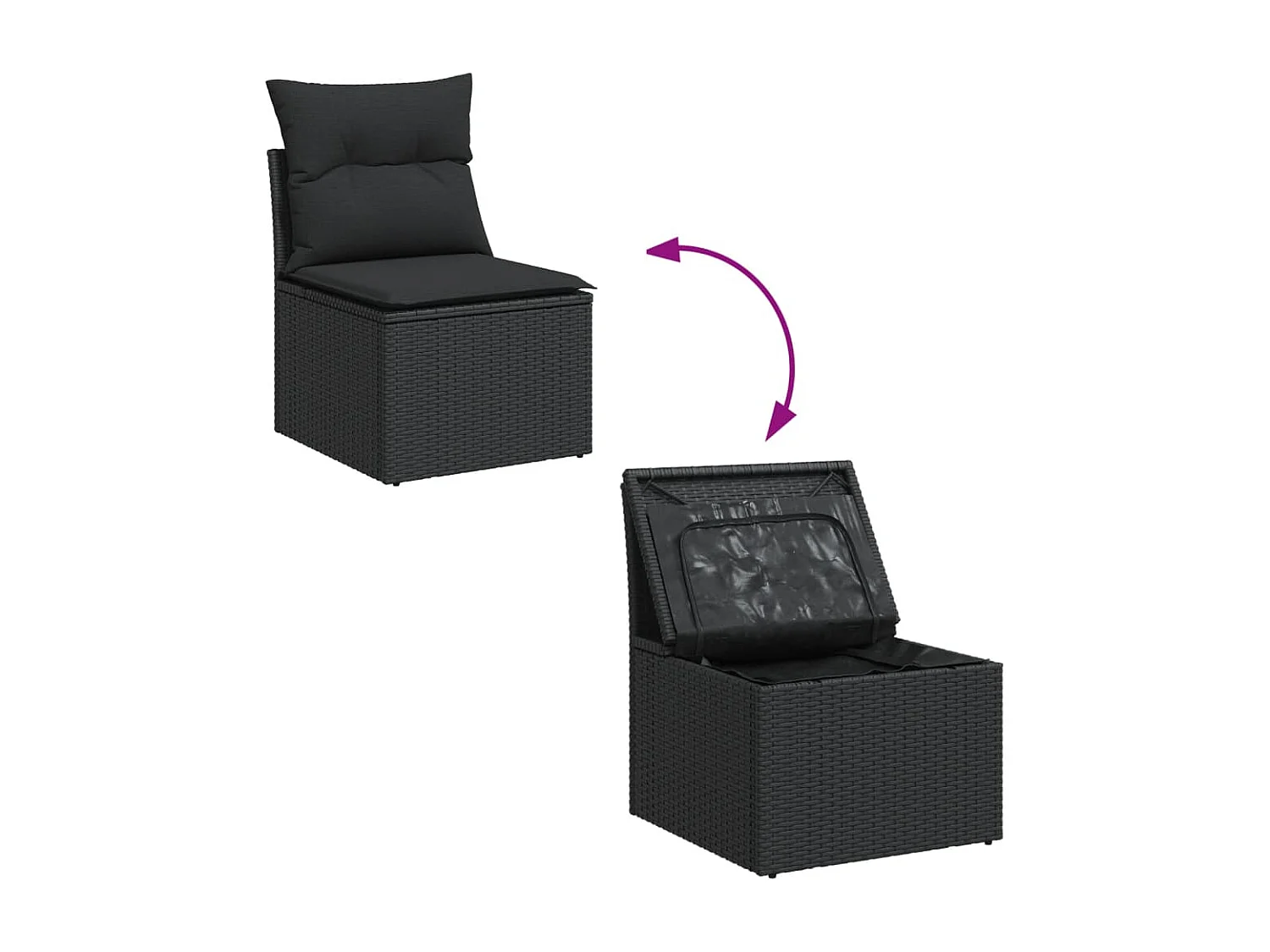 Salon de jardin avec coussins 13 pcs noir résine tressée