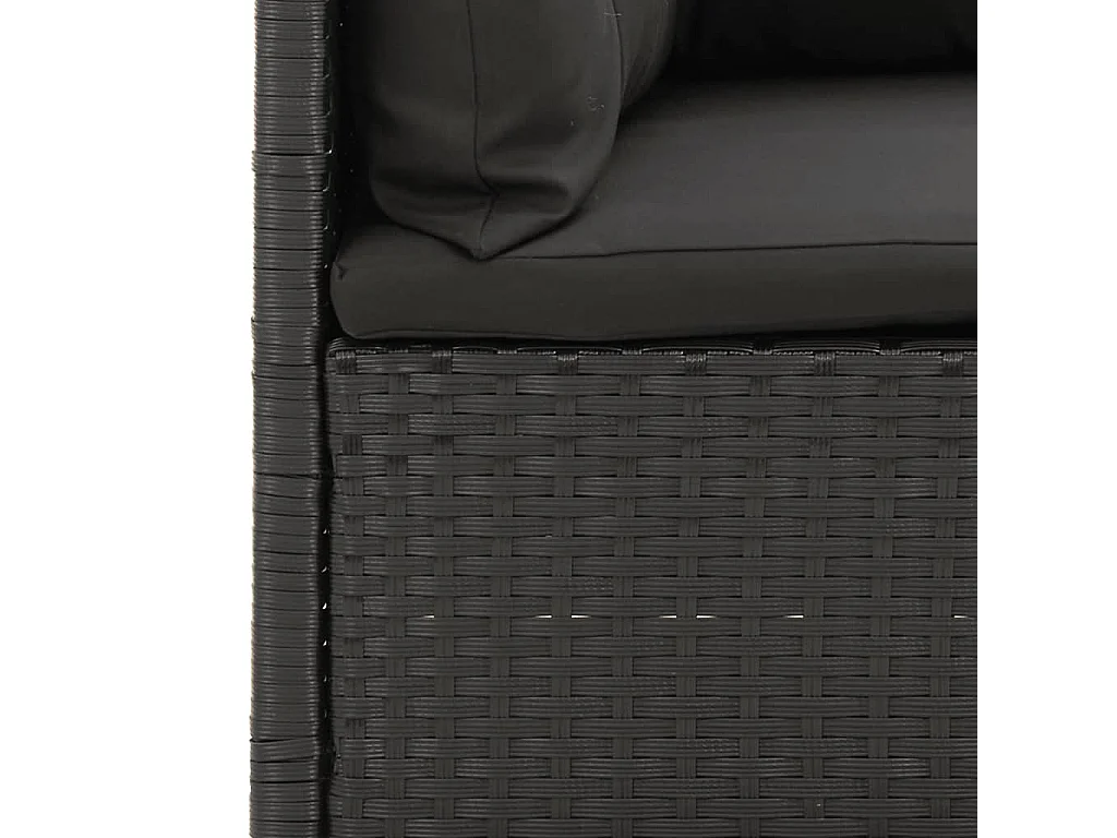 Salon de jardin 4 pcs avec coussins Noir Résine tressée