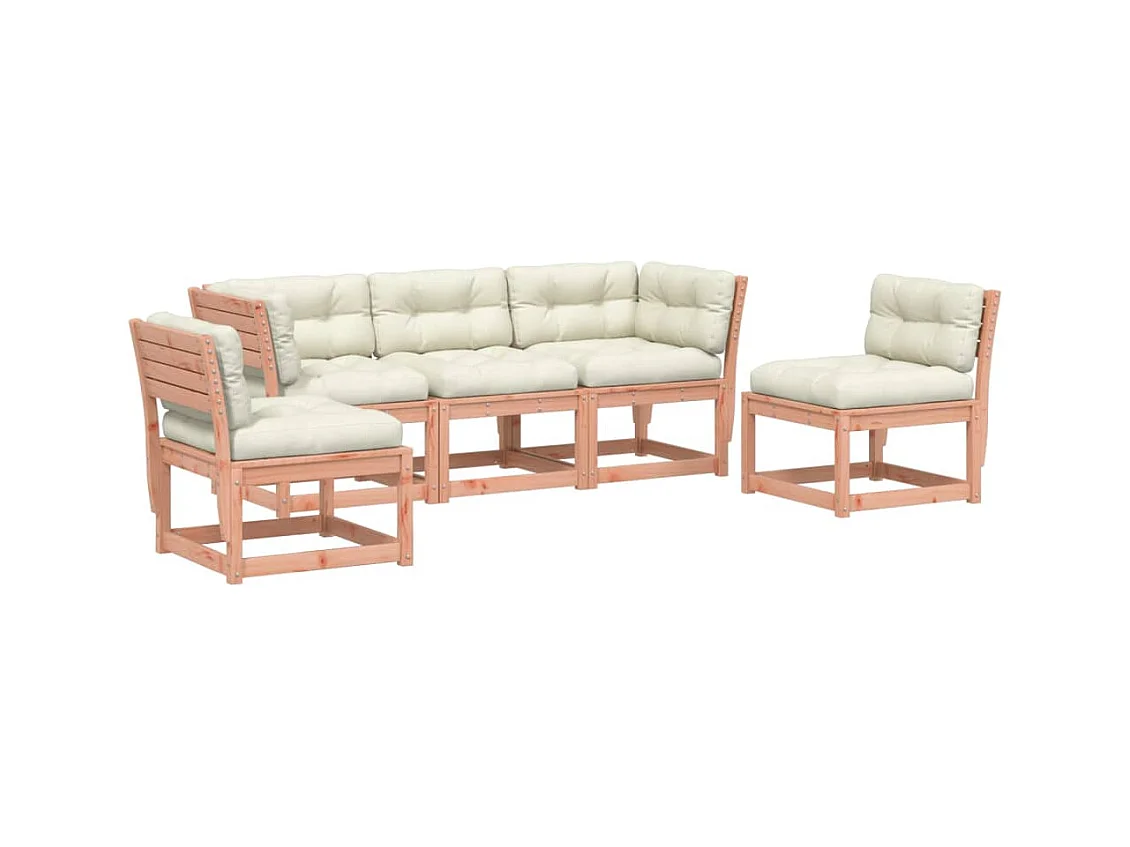 Salon de jardin 5 pcs avec coussins bois massif douglas