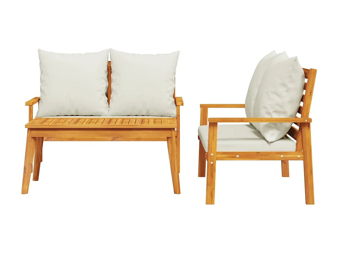 Salon de jardin 3 pcs avec coussins bois massif d'acacia