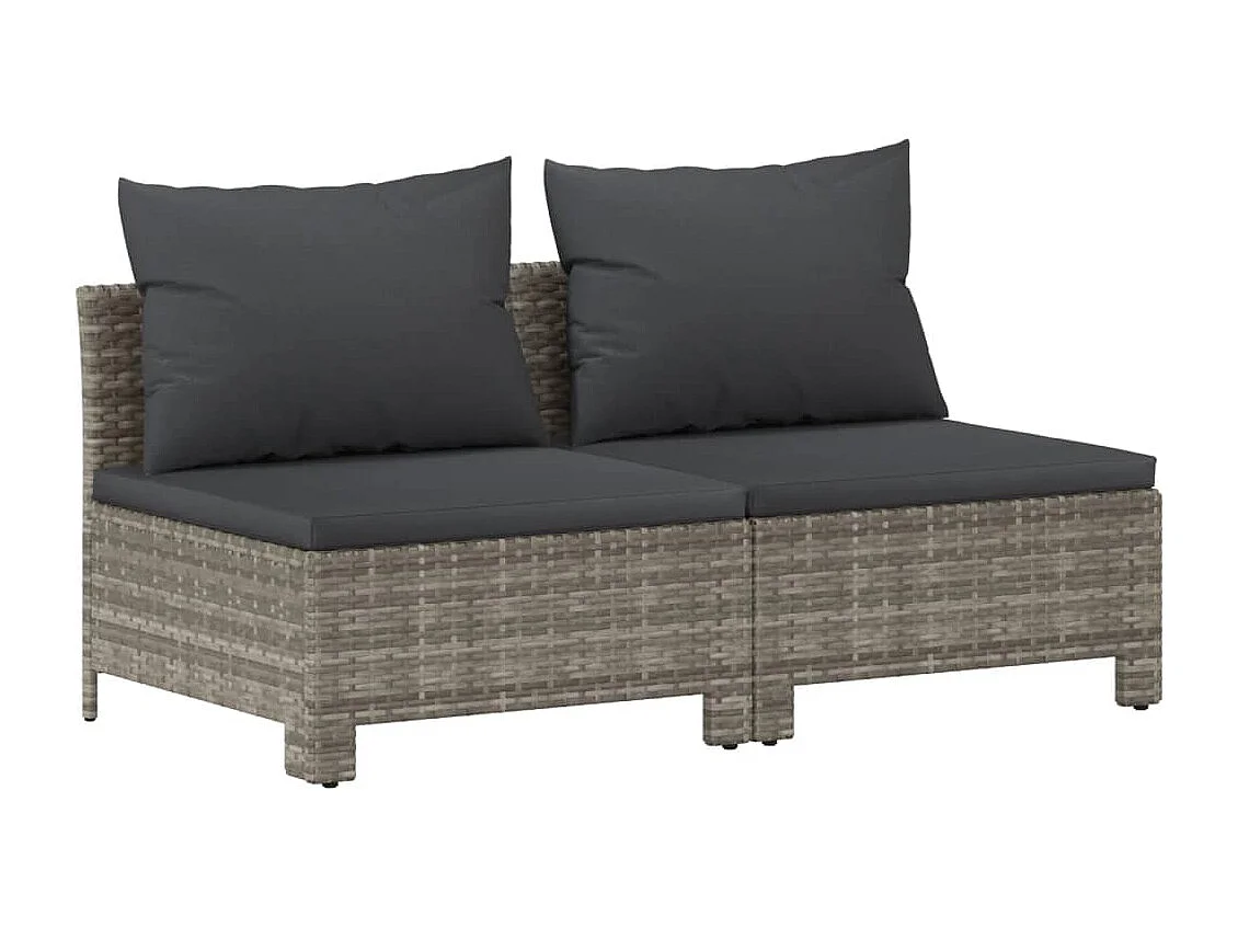 Salon de jardin 8 pcs avec coussins Gris Résine tressée