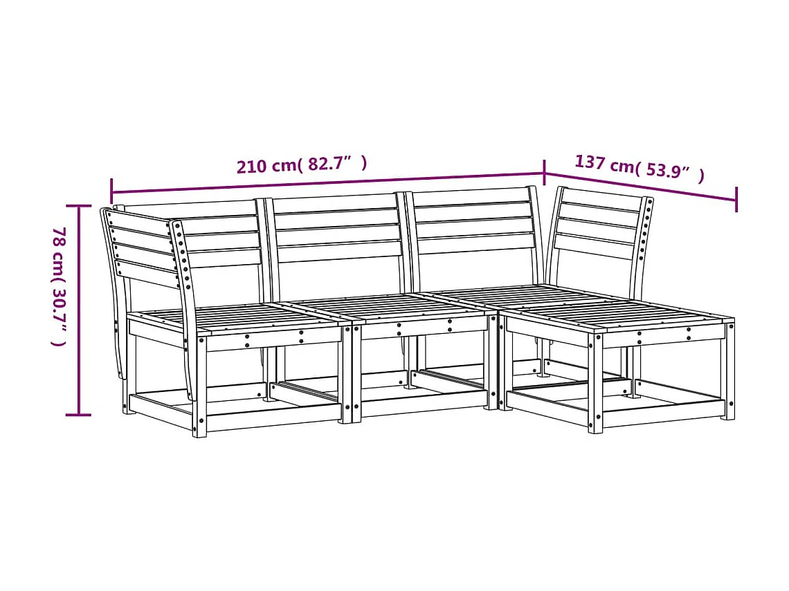 Salon de jardin 4 pcs bois massif douglas