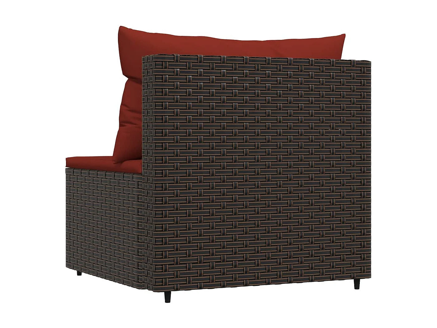 Canapé central de jardin avec coussins marron résine tressée