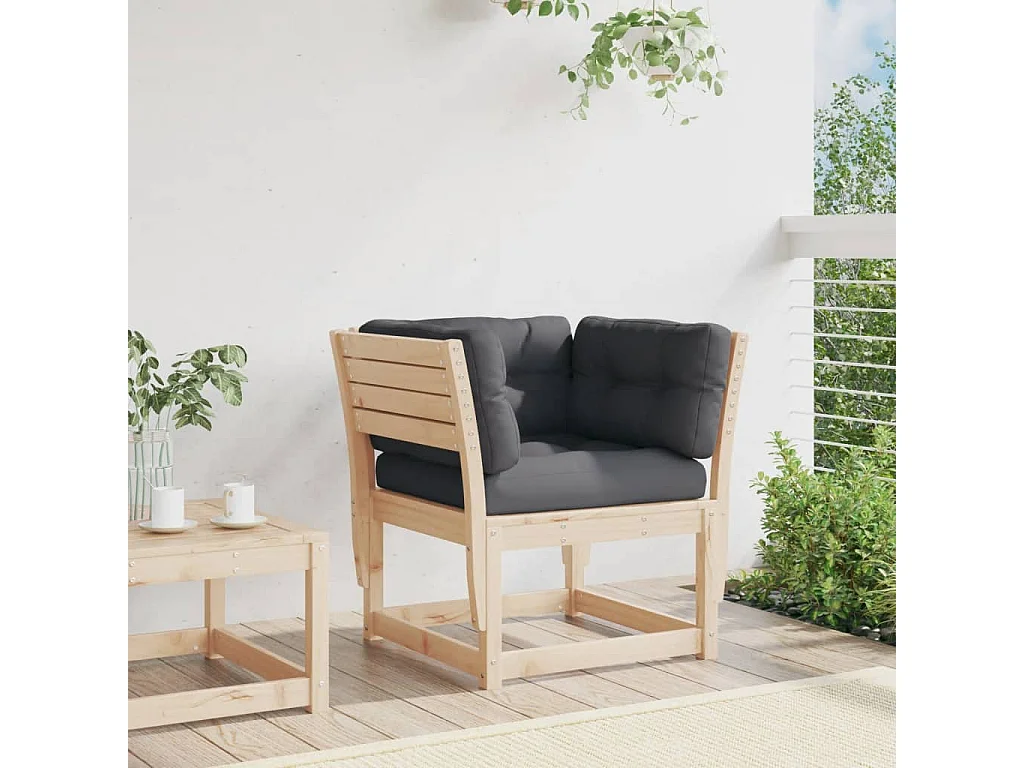 Canapé de jardin accoudoirs avec coussins bois massif de pin