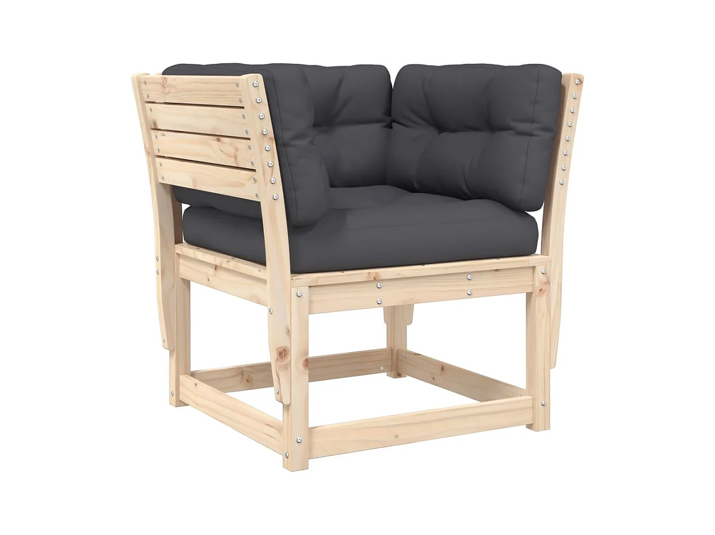 Canapé de jardin accoudoirs avec coussins bois massif de pin