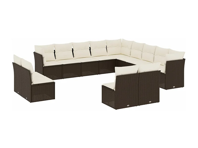Salon de jardin avec coussins 13 pcs marron résine tressée