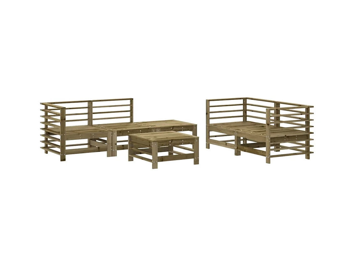 Salon de jardin 6 pcs bois de pin imprégné