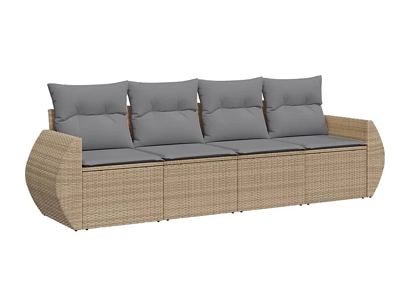 Salon de jardin avec coussins 4 pcs beige résine tressée