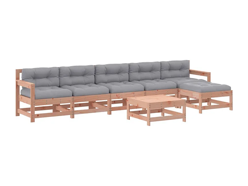 Salon de jardin 7 pcs avec coussins bois massif douglas