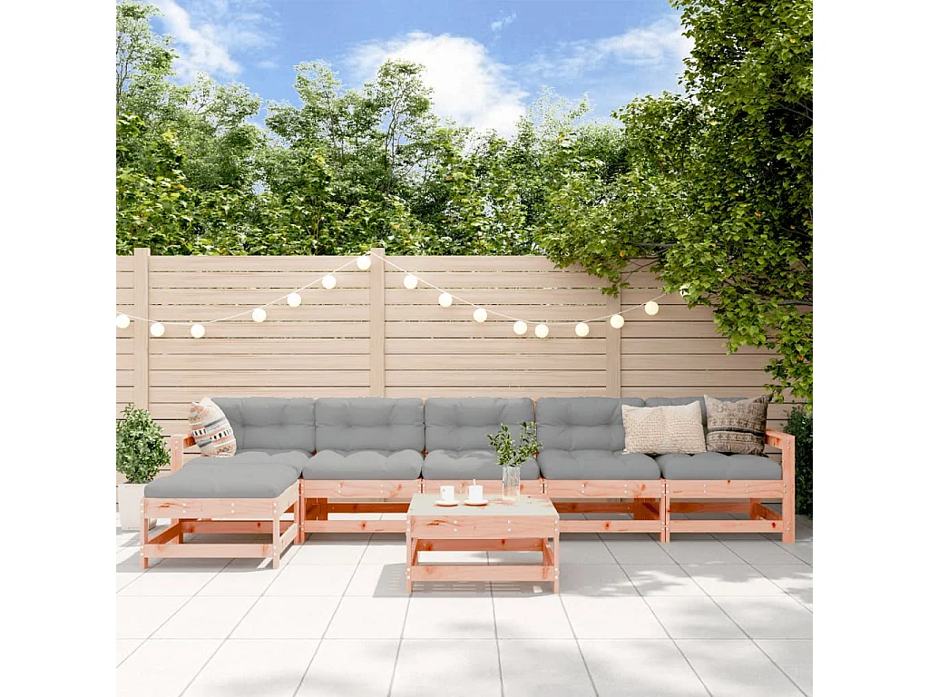 Salon de jardin 7 pcs avec coussins bois massif douglas