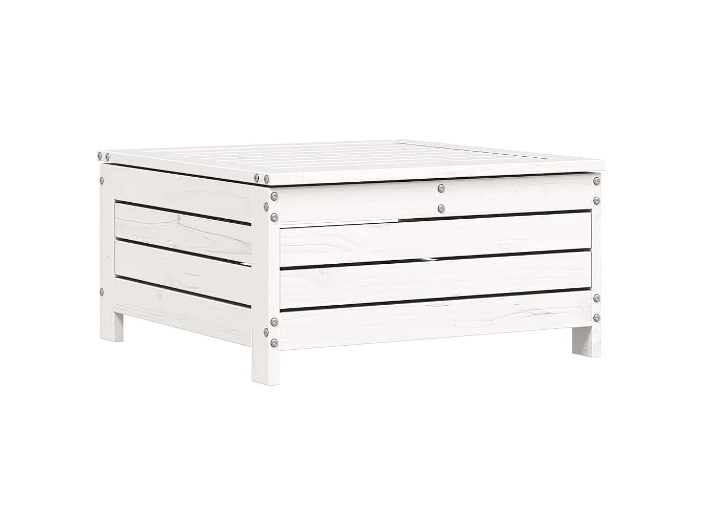 Salon de jardin 5 pcs blanc bois massif de pin