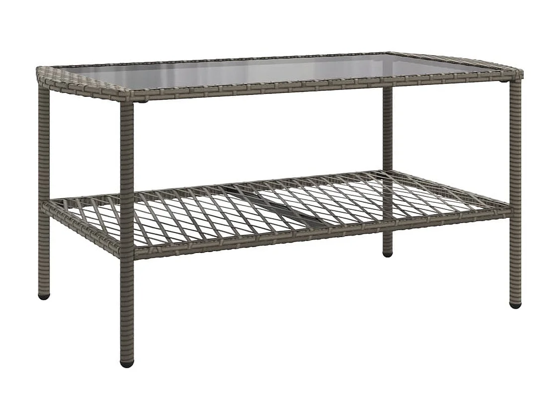 Salon de jardin 4 pcs avec coussins gris résine tressée