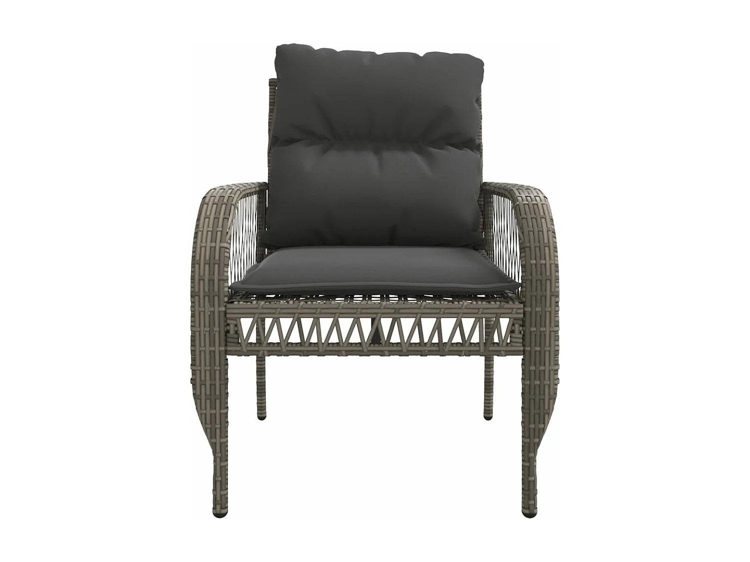 Salon de jardin 4 pcs avec coussins gris résine tressée