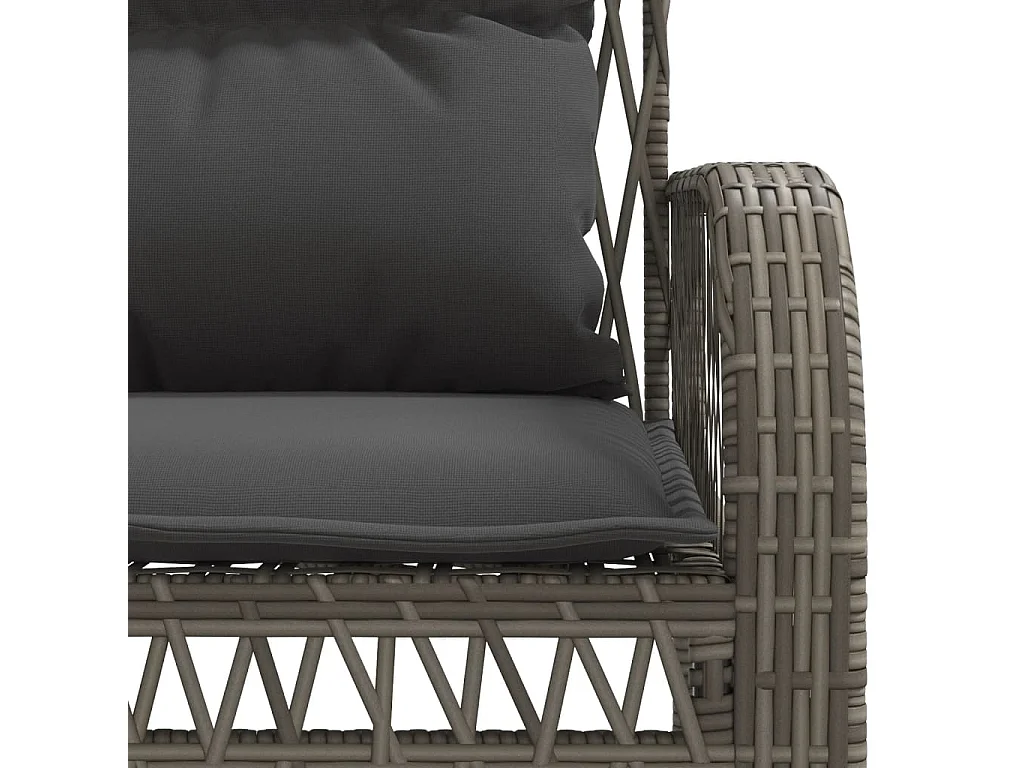 Salon de jardin 4 pcs avec coussins gris résine tressée