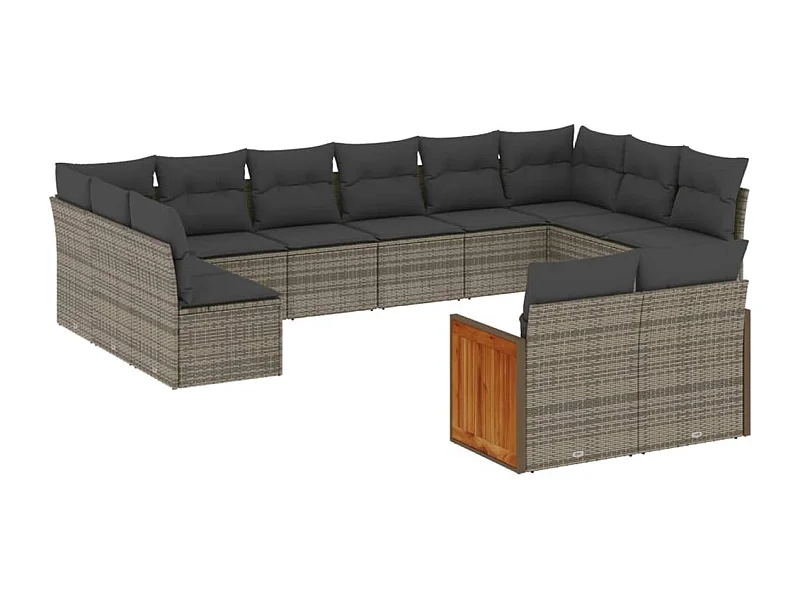 Salon de jardin 11 pcs avec coussins gris résine tressée