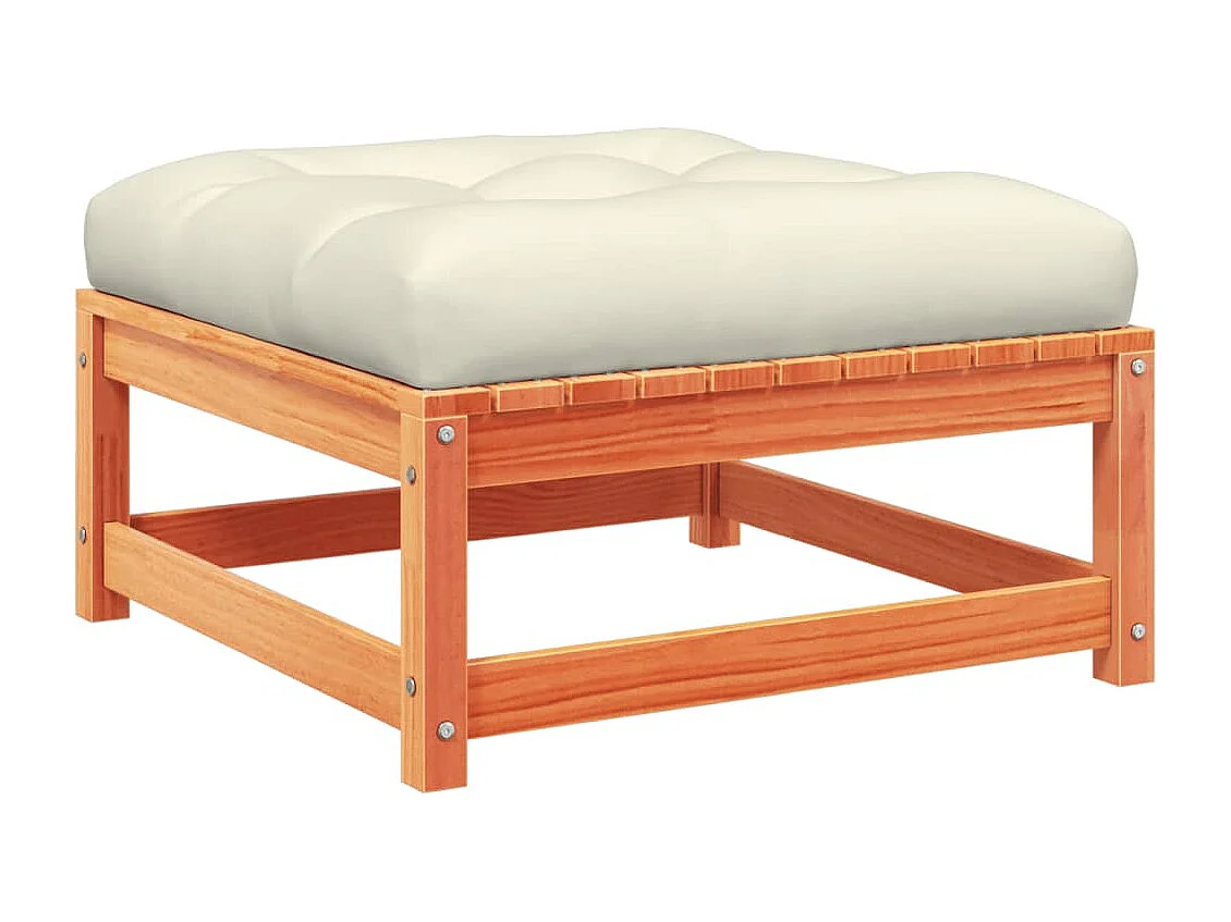 Salon de jardin 7 pcs avec coussins cire marron bois pin massif