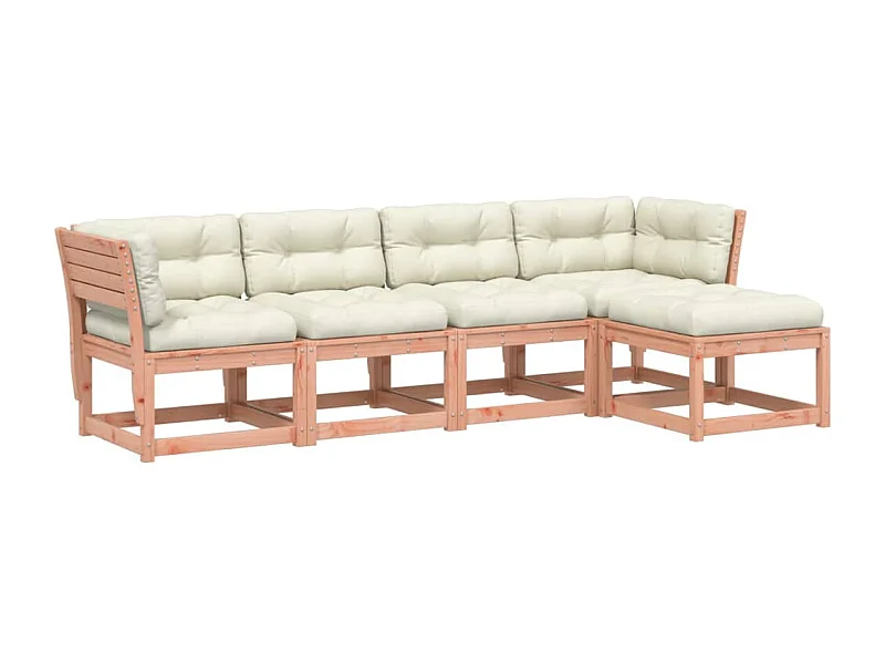 Salon de jardin 5 pcs avec coussins bois massif douglas