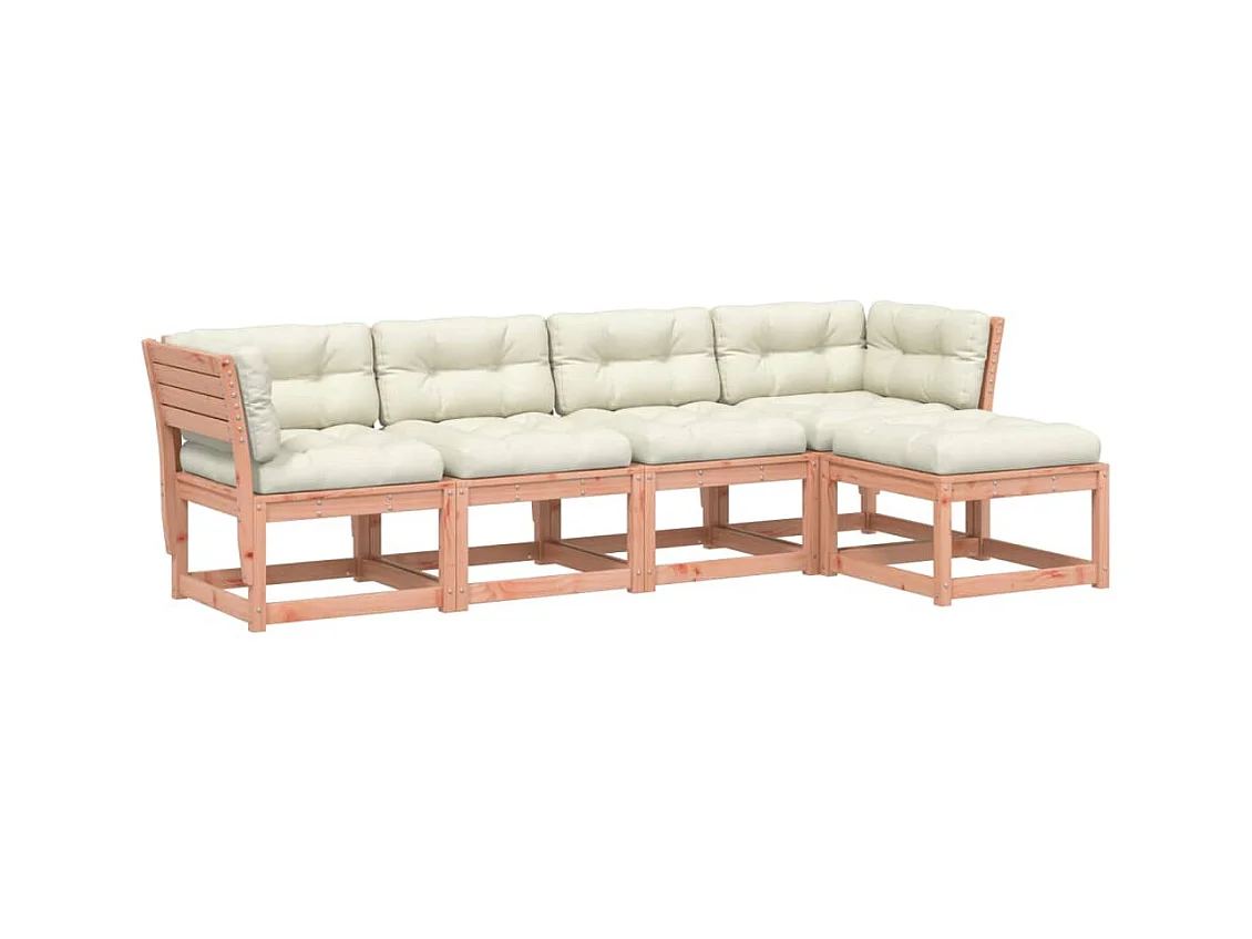 Salon de jardin 5 pcs avec coussins bois massif douglas