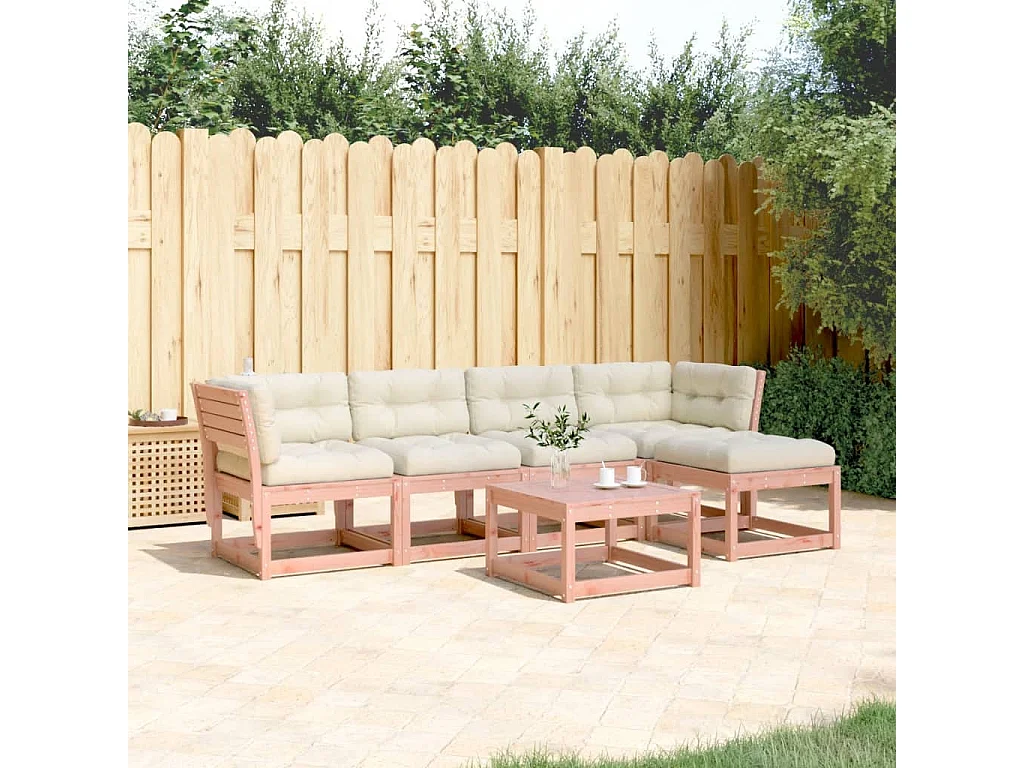 Salon de jardin 5 pcs avec coussins bois massif douglas