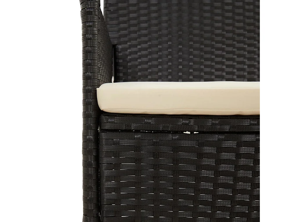 Salon de jardin 4 pcs avec coussins Noir Résine tressée