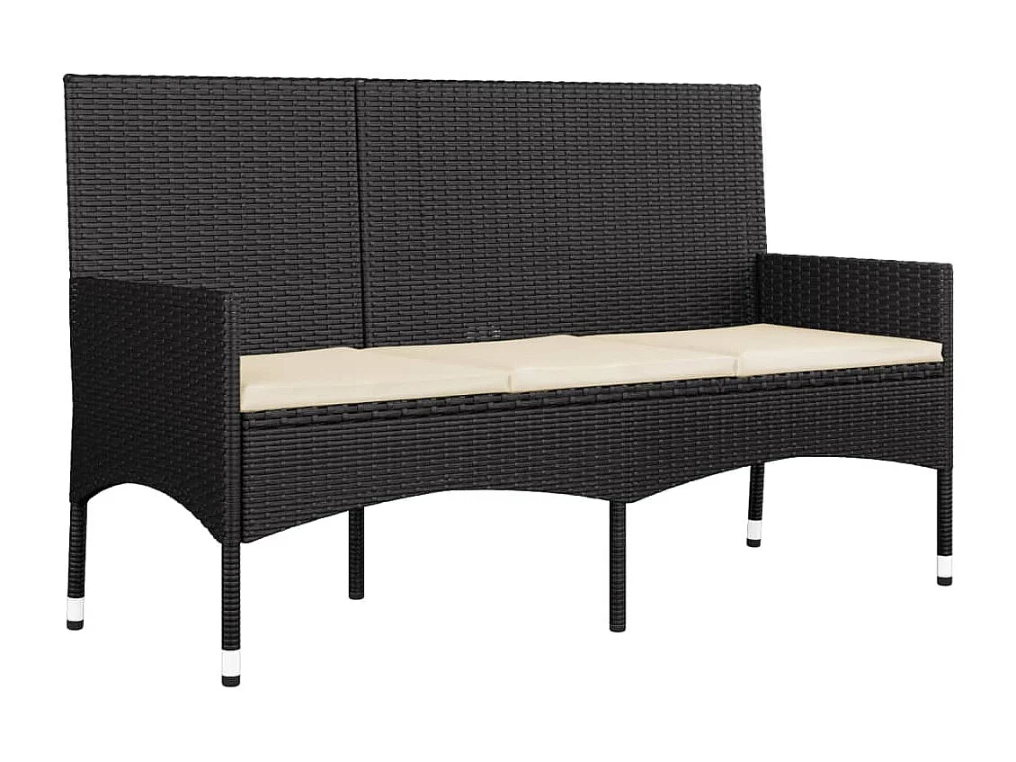 Salon de jardin 4 pcs avec coussins Noir Résine tressée