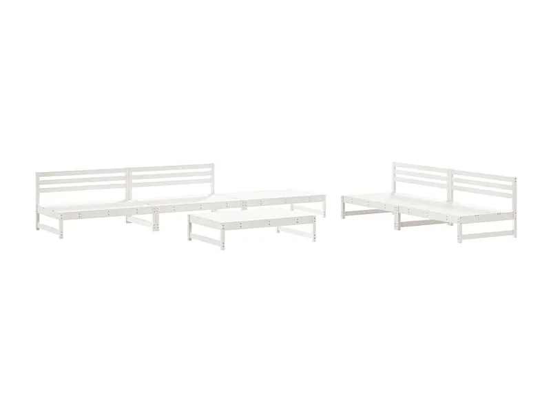Salon de jardin 6 pcs Blanc Bois de pin massif