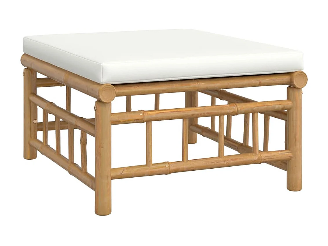 Salon de jardin 11 pcs avec coussins blanc crème bambou