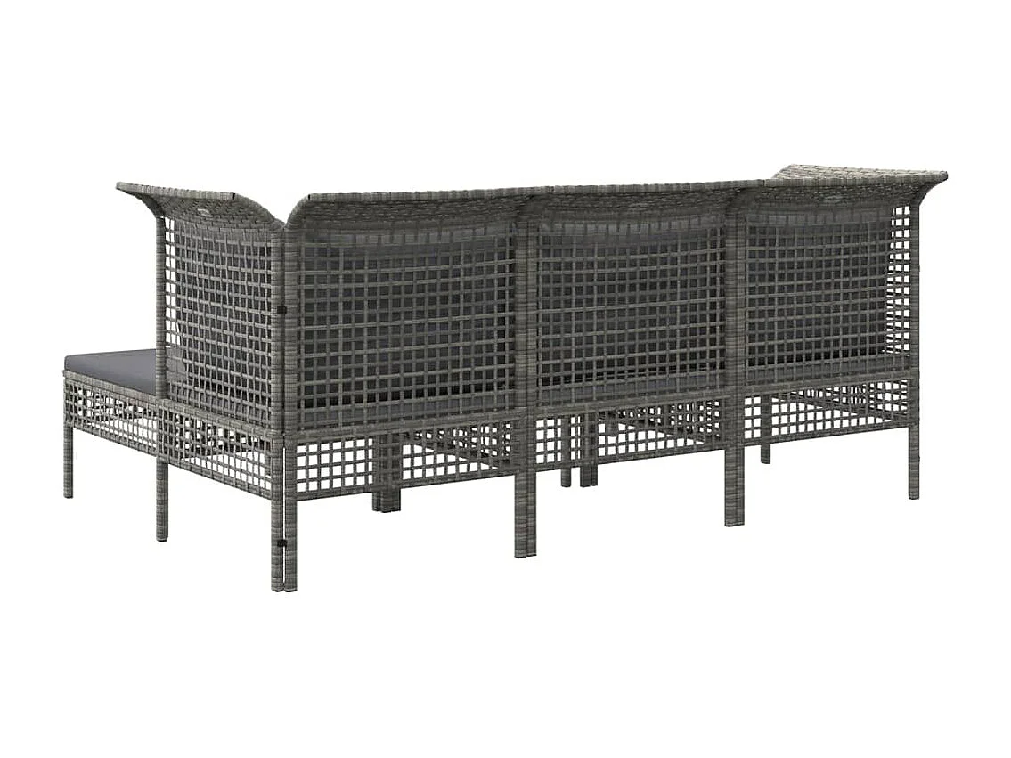 Salon de jardin 5 pcs avec coussins Gris Résine tressée