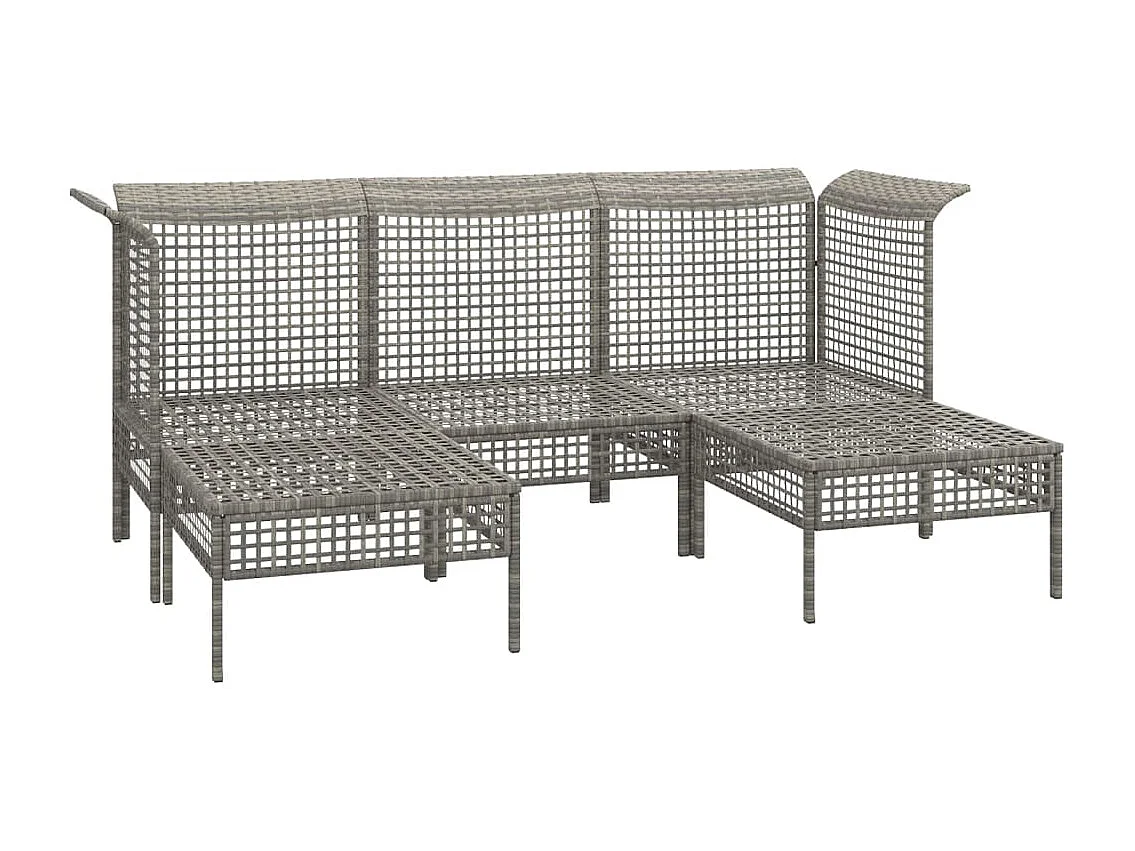 Salon de jardin 5 pcs avec coussins Gris Résine tressée