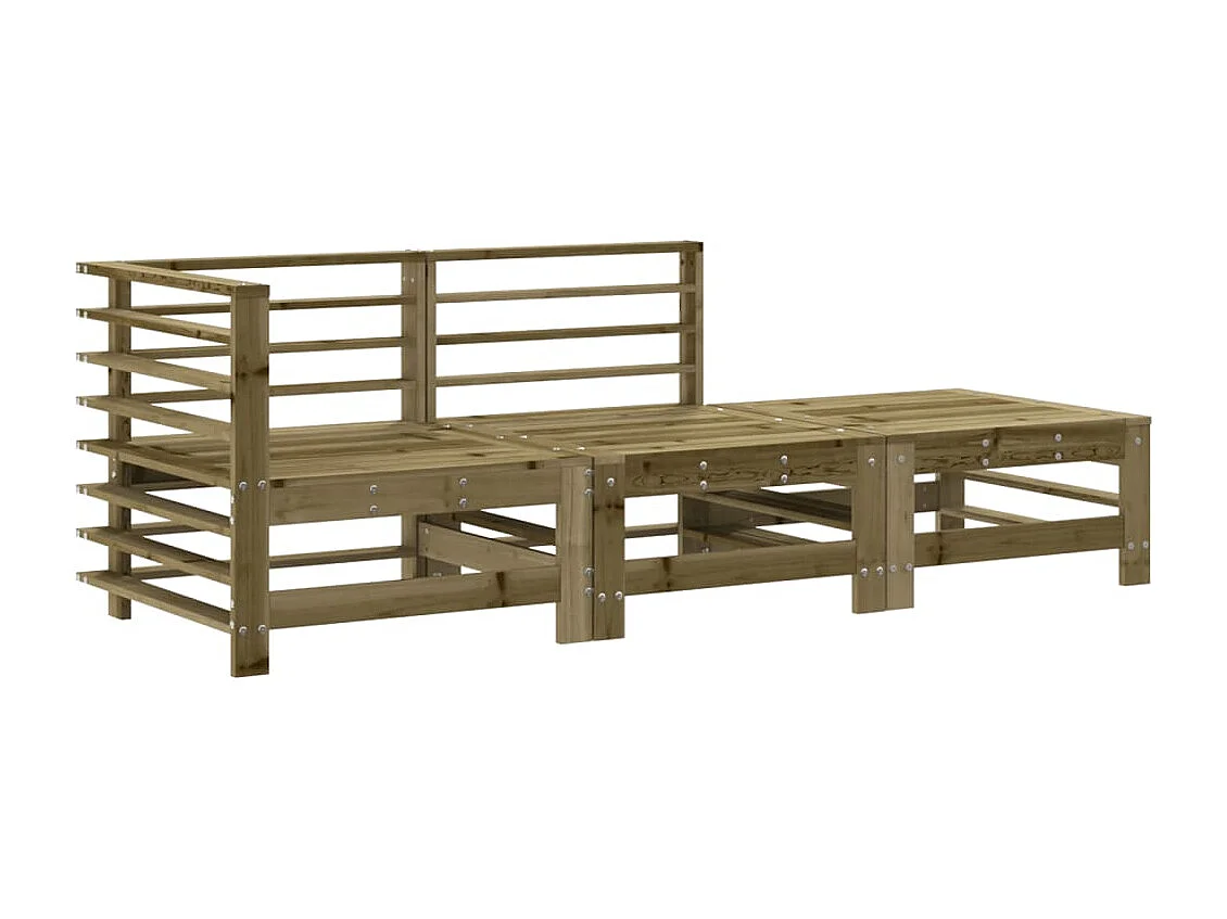 Salon de jardin 3 pcs avec coussins bois de pin imprégné