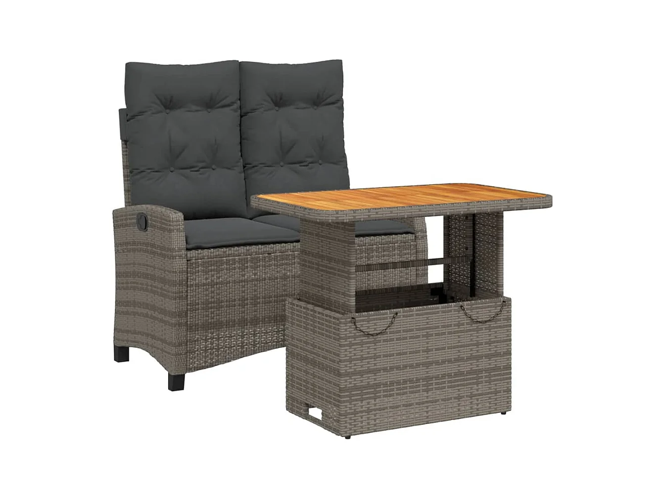 Ensemble à manger de jardin et coussins 2 pcs gris rotin
