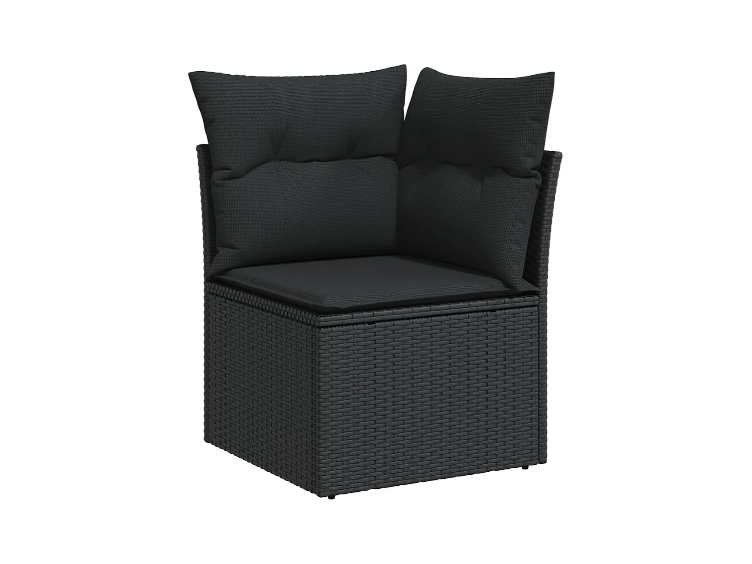 Canapé d'angle de jardin avec coussins noir résine tressée