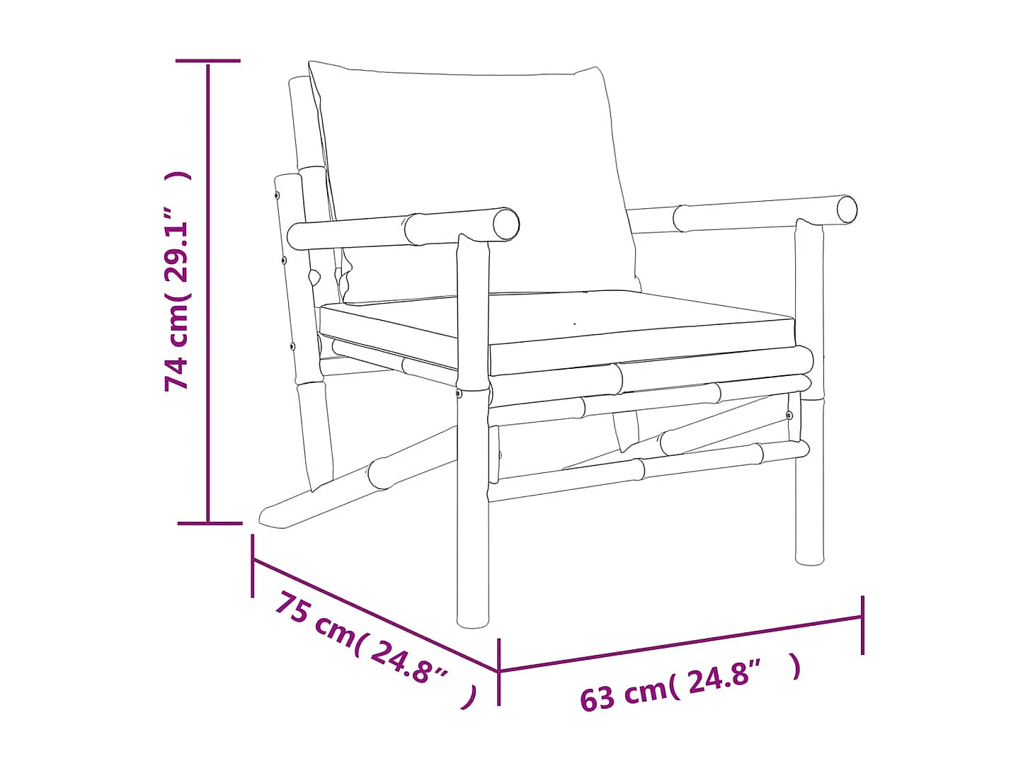 Salon de jardin 3 pcs avec coussins gris foncé bambou