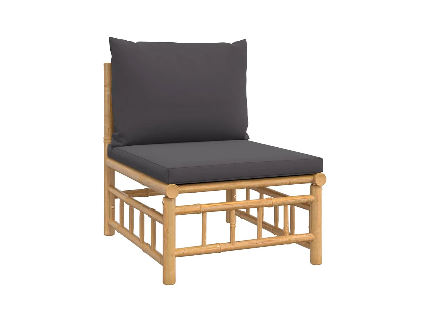 Salon de jardin 6 pcs avec coussins gris foncé bambou