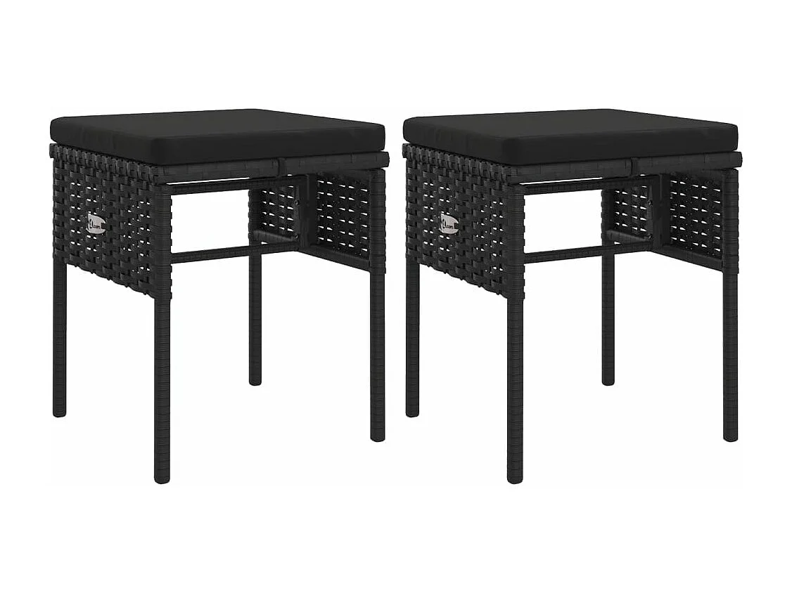 Salon de jardin 6 pcs avec coussins Noir Résine tressée