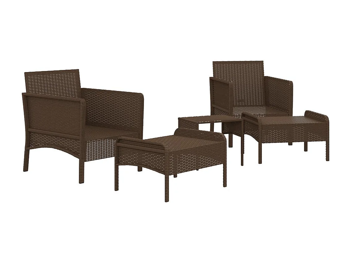 Salon de jardin 5 pcs avec coussins Marron Résine tressée