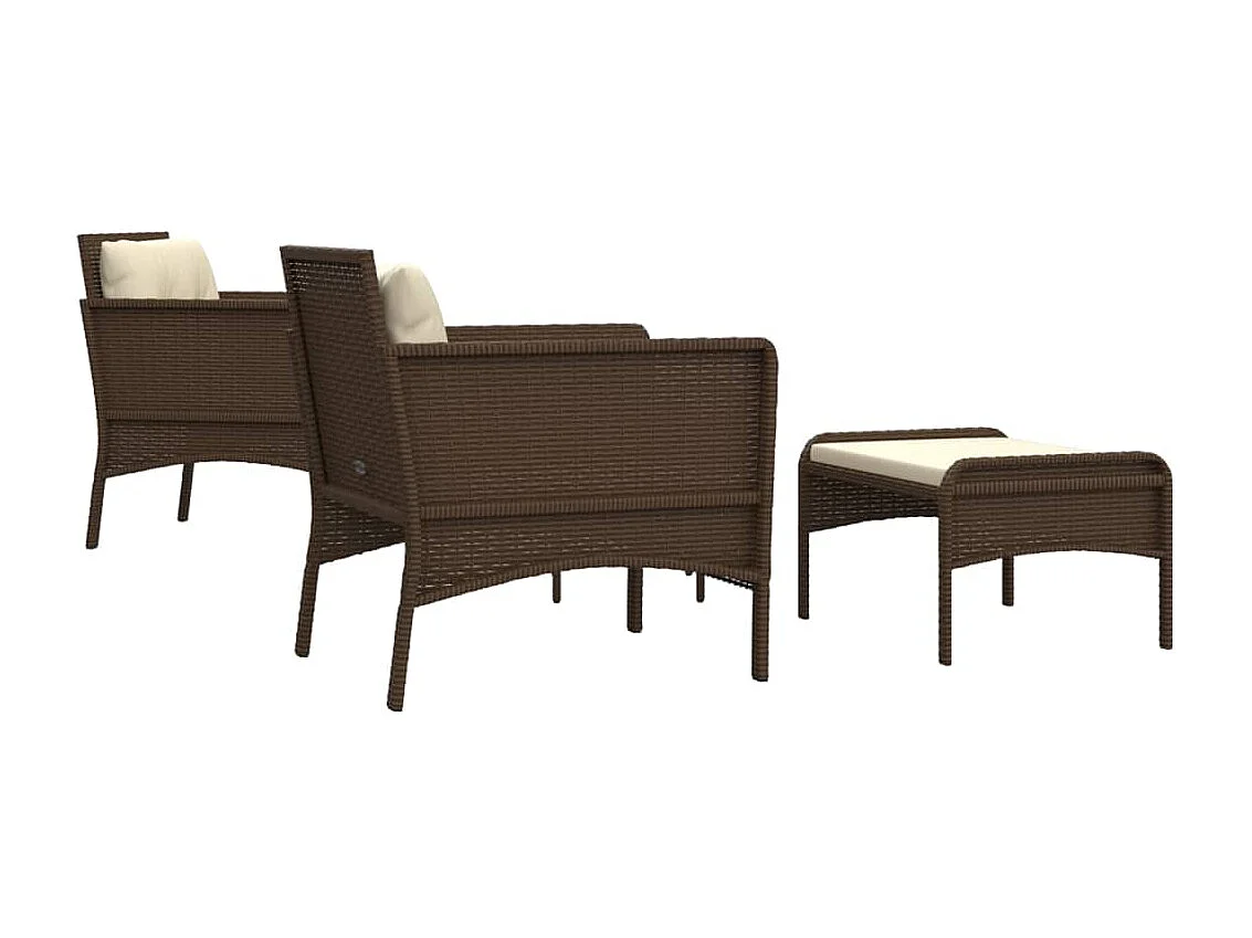 Salon de jardin 5 pcs avec coussins Marron Résine tressée