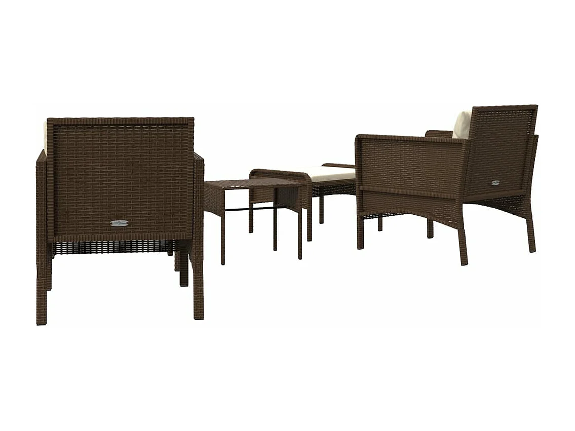 Salon de jardin 5 pcs avec coussins Marron Résine tressée