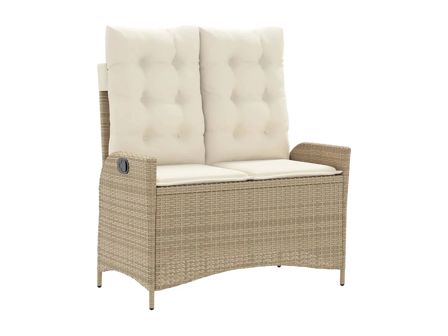 Ensemble à manger de jardin et coussins 2 pcs beige poly rotin